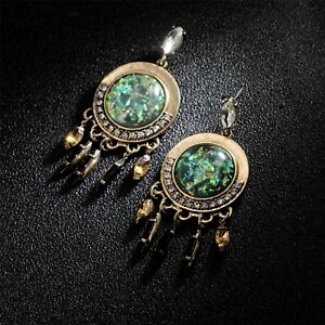 【送料無料】アクセサリー　ネックレス　ピンフリンジレトロブラックイヤリングorecchini a perno dorato tondo etnico frange verde nero retr matrimonio xx 11