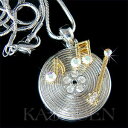    ANZT[@lbNX@R[hm[gXtXL[NX^y g`F[lbNX~vinile record~ musica note w swarovski cristallo pendente catena collana nuovo