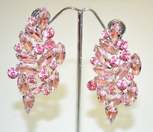 【送料無料】アクセサリー　ネックレス　イヤリングパウダーピンクシルバークリップペンダントクリスタ..