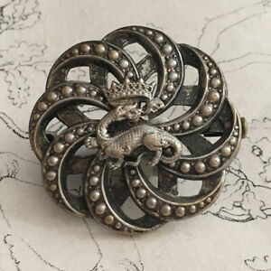 【送料無料】アクセサリー　ネックレス　サンショウウランソワアンティークブローチancienne broche blason armoirie salamandre couronne franois ier antique brooch