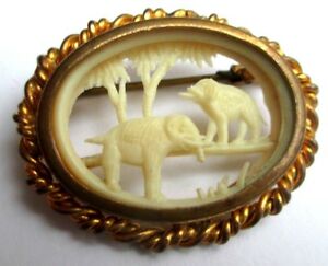 【送料無料】アクセサリー　ネックレス　リリーフビンテージbroche ancienne ajoure grave lphants en relief bijou vintage couleur o..