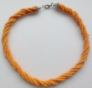 ̵ۥ꡼ͥå쥹ꥢȥȥ륵ɥɥ󥸥ǥ른collier rtro bijou torsade de perles orange dco couleur argent 567