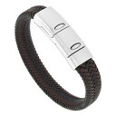 【送料無料】アクセサリー ネックレス ブラックブラウンレザーブレスレットステンレスnero amp; marrone pelle intreccio bracciale w acciaio inox magnetica chiusura