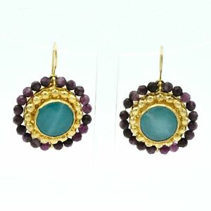 ̵ۥ꡼ͥå쥹ȡϥɥᥤɥaylas placcato oro semi preziosi gem stone agata giada handmade earrings