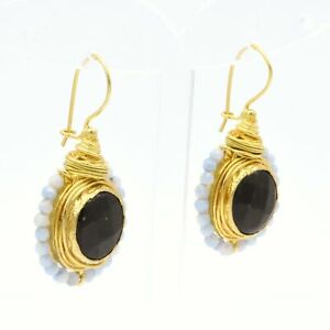 ̵ۥ꡼ͥå쥹ȡϥɥᥤɥaylas placcato oro semi preziosi gem stone agata giada handmade earrings