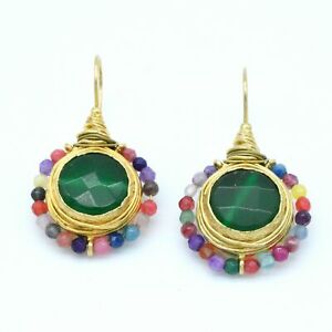 ̵ۥ꡼ͥå쥹ȡϥɥᥤɥaylas placcato oro semi preziosi gem stone agata giada handmade earrings