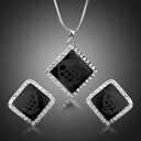 【送料無料】アクセサリー ネックレス プリントフクロウネックレスイヤリングセットnero quadrato owl stampa collana e orecc...