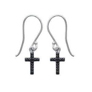 【送料無料】アクセサリー　ネックレス　クロイジルコニウムノワールアルジェントヌフboucles doreilles crochet croix zirconium noir bijoux en argent neuf