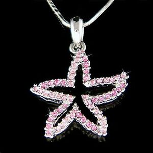 アクセサリー　ネックレス　ピンクスワロフスキークリスタルビーチrosa stella fatto con swarovski cristallo ocean star pesce spiaggia matrimonio