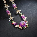 【送料無料】アクセサリー ネックレス コリアートンボcollier mi long floral violet mauve insecte libellule fin email dentelle jd2