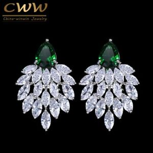 アクセサリー　ネックレス　イヤリングシルバークリスマスnoble big green cz orecchini argento natale regali per sua moglie madre figlia le donne