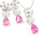 【送料無料】アクセサリー ネックレス イヤリングネックレスピンクキュービックホワイトクリアdangle earrings amp; collana set fiori rosa chiaro cz placcato in oro bianco cubici uk