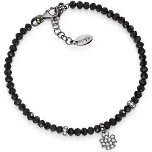 【送料無料】アクセサリー　ネックレス　ブレスレットアーメンシルバーブラックbracciale uomo amen popanu argento 925 cristalli neri angelo charm