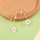 【送料無料】アクセサリー ネックレス ブランチフラワーホワイトエナメルメッキピンイヤリングorecchini a perno lungo due ramo fiore smalto bianco placcato oro p2