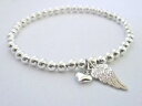 【送料無料】アクセサリー ネックレス ブレスレットスターリングシルバープレゼントビーズストレッチargento sterling cuore di un angelo bracciale con charm, regalo da donna, 4mm perline stretch