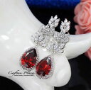 アクセサリー　ネックレス　イヤリングラグジュアリーイヤリングゴールドホワイトレッドorecchini luxury orecchini zirconi aaa cristalli stellux oro biancobianco rosso