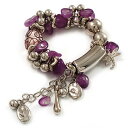 アクセサリー　ネックレス　ライラックガラスビーズフレックスブレスレットシルバーlilla vetro perline charm flex bracciale tono argento