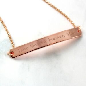 アクセサリー　ネックレス　カスタムローズゴールドトーンバーブレスレットpersonalizzato inciso rose gold tone bar braccialetto regalo per le donne