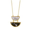 【送料無料】アクセサリー ネックレス ネックレスペンダントレトロcollana dorato mi lungo pendente mezzo tondo marmo nero bianco retr dz1