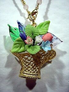 【送料無料】アクセサリー　ネックレス　コリアークリスタルcollierbroche panier col3 porcelaine et ..