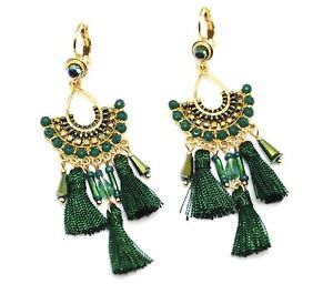 【送料無料】アクセサリー　ネックレス　ヴェールbo1390f boucles doreilles pendantes eventail perles avec pompons fils vert