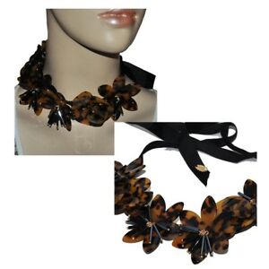 yzANZT[@lbNX@m[mng collier nouer textile noir grosse fleur rsine faon caille et dor bijou