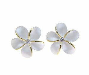 ̵ۥ꡼ͥå쥹󥰥Сϥ磻ץꥢ󥰥եܥargento sterling 925 hawaiano plumeria orecchini a fiore post bottone 22mm 2t