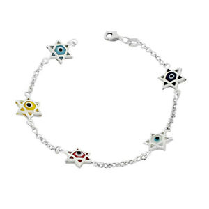 ̵ۥ꡼ͥå쥹󥰥С饹ޥ顼ǥӥåɥեargento sterling vetro variopinto multicolore malocchio stella di david