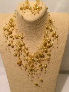 アクセサリー　ネックレス　ネックレスビーズファッションペンダントイヤリングセットdichiarazione collana di perle perline collare bib orecchini pendenti set da donna fashion