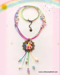 【送料無料】アクセサリー　ネックレス　コリアーアークアンシエルサテンブロンズcollier licorne arcenciel unicorne etoiles cordon satin estampe bronze