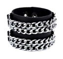 【送料無料】アクセサリー ネックレス ダブルカフブレスレットメタルパンクduplice catenina argento pelle di qualit cinturino bracciale goth punk metallo
