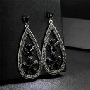 【送料無料】アクセサリー ネックレス シャンデリアドロップイヤリングorecchini enorme lampadario goccia pav cristallo nero matrimonio xx31(4)