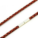 【送料無料】アクセサリー　ネックレス　スターリングツイストバックルネックレスケーブルcollana da uomo in pelleargento sterling twist fibbia 3mm cavo intrecciato rosso marrone