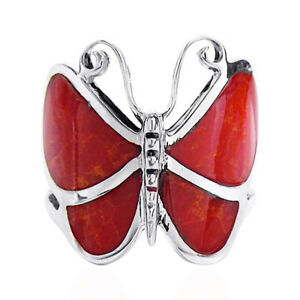 【送料無料】アクセサリー ネックレス ソリッドスターリングシルバーコーラルda donna solido argento sterling 925 intarsiato corallo rosso farfalla 20mm
