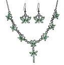 【送料無料】アクセサリー ネックレス ラインストーンバタフライグリーンライトグリーンコリアーイヤリングセットfarfalla strass set verde ...