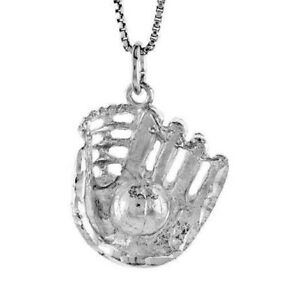 【送料無料】アクセサリー　ネックレス　スターリングシルバーペンダントペンダントイタリアカートンargento sterling baseball amp; guanto pendenteciondolo, 18 italiano astuccio