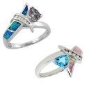 【送料無料】アクセサリー ネックレス スターリングシルバーオパールリングノードカットargento sterling opale nodo anello wtrasparente amp; trillion taglio colorato(4)