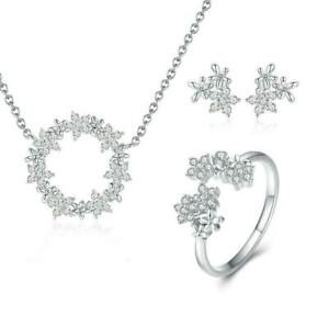 【送料無料】アクセサリー　ネックレス　フラワースタープラチナメッキリングイヤリングネックレスセットgypsophila fiore a stella placcato platino anello set orecchini collana b01