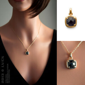 ̵ۥ꡼ͥå쥹륳˥Υ̥եܡpendentif femme en plaqu or 18ct et carr en zirconium noir neuf beaux bijoux