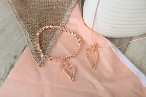 【送料無料】アクセサリー ネックレス ピンクゴールドペンダントネックレスブレスレットセットcuore in oro rosa ciondolo collana e braccialetto set