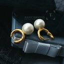 【送料無料】アクセサリー ネックレス ゴールデンイヤリングクレオールパールホワイトパールシンプルメッキorecchini dorato creolo perla bianco pearl semplice placcato oro 14k aa32(4)