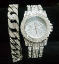 【送料無料】アクセサリー ネックレス ホワイトゴールドブレスレットブリングヒップホップfinitura oro bianco orologi amp; braccialetto set regalo iced out bling hip hop rapper