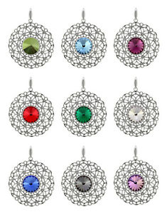 ̵ۥ꡼ͥå쥹󥰥Сڥȥꥹեsterling silver rivoli pendants made with 1122 crystals 14mm swarovski crystals