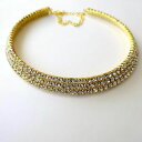 【送料無料】アクセサリー ネックレス ネックレスカラーテニスカラーゴールドcollana collarino tennis rigida colore oro con 3 file di zirconi bianchi 78
