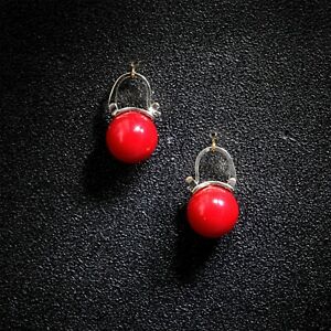 【送料無料】アクセサリー　ネックレス　イヤリングゴールデンパールリングレッドゴールドメッキorecchini piccolo dormeuse dorato anello perla rosso placcato oro 14k m5(4)