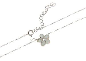 アクセサリー　ネックレス　シルバーハワイアンプルメリアオパールネックレスargento 925 hawaiano plumeria fiore bianco opale collana con catenina incluso 18