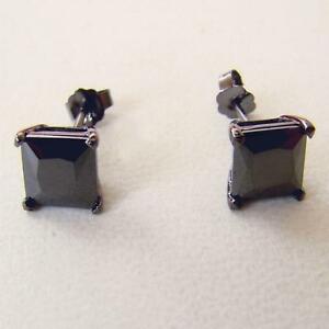 【送料無料】アクセサリー　ネックレス　シルバーブラックジルコンイヤリングライトポイントorecchini uomo donna punto luce in argento 925 nero zircone nero quadrato 7 mm(4)