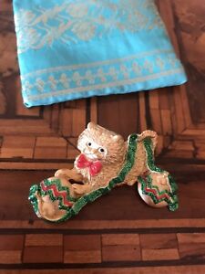 【送料無料】アクセサリー　ネックレス　ビンテージスキンクリスマスクリスマスブローチrare vintage cute christmas cat brooch soilla gatto di natale