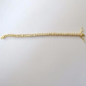 【送料無料】アクセサリー　ネックレス　カフテニスカラーゴールドbracciale donna tennis colore oro con 1 fila di zirconi bianchi 19 cm 18 j