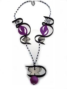 【送料無料】アクセサリー　ネックレス　ジグザグノワールsautoir zigzag parme, noir et argent, bijoux fantaisie(4)